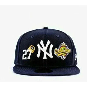New Era 59Fifty MLB New York Yankees Count The Rings Navy Fitted Hat 7-3/4 NEW